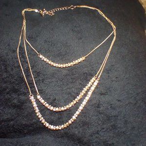 NY Silver tone, 20 inch, very shiny clear stones necklace